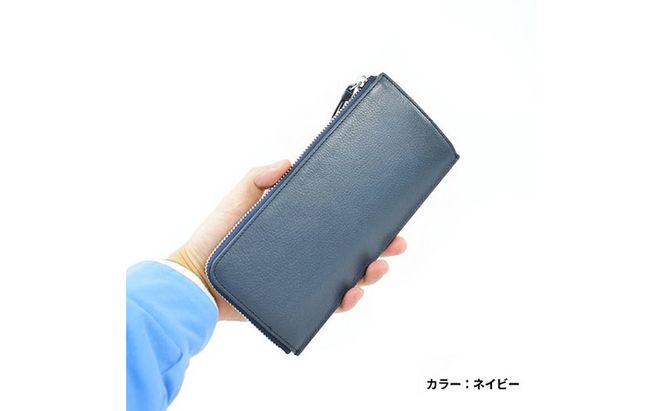 レディース本革L字ファスナー長財布4M3-1153（・ネイビー）