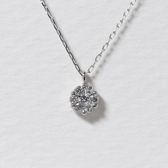 プラチナ 0.10ct フラワーダイヤモンドネックレス　BQ-195