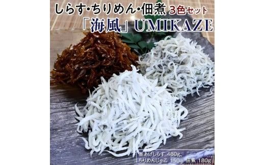 しらす・ちりめん・佃煮3色セット「海風」 UMIKAZE / シラス 厳選 小分け 冷蔵便【dig009】
