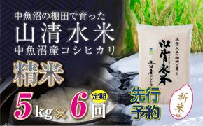 【令和8年産 先行予約】【定期便／全6回】精米5kg 新潟県魚沼産コシヒカリ「山清水米」