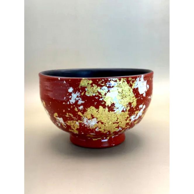 抹茶碗 本朱（金箔） ［NF276］ 303446_CU90104