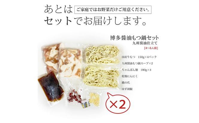 博多 もつ鍋 セット （九州 醤油 仕立て） 4～6人前 国産 牛もつ 600g 博多もつ鍋 国産牛 もつなべ 鍋 鍋セット 牛 もつ モツ 小腸 牛ホルモン ちゃんぽん麺 醤油スープ 福岡県 嘉麻市 冷凍