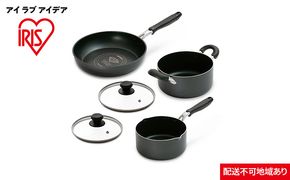 フライパン なべ 5点 セット DCI-FP5S ブラック ダイヤモンドコート こびりつきにい 丈夫 長持ち アイリスオーヤマ 新生活 一人暮らし 生活応援