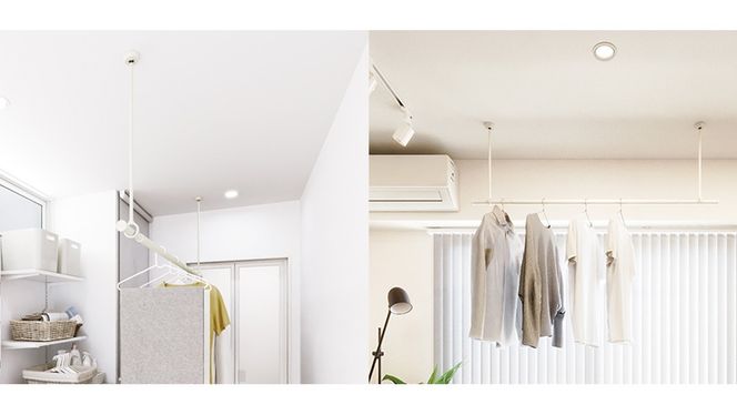 ＼ サイズ 高さ 色 が選べる ／  TOSO 簡単着脱・ゆれピタ機能がやさしい ランドリーバーLB-1 白 黒 モノトーン 25 45 60 室内干し ランドリーバー ハンガーバー 花粉対策 簡単 取付 モノトーン ランドリールーム バスルーム リフォーム DIY [BD245-NT]