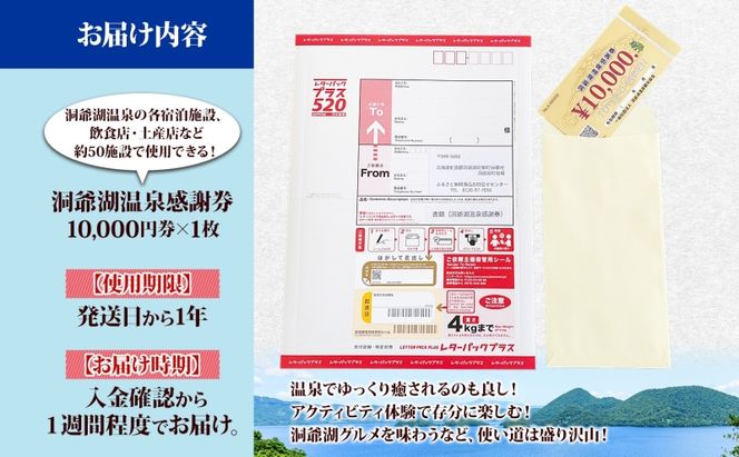 洞爺湖温泉感謝券 10000円 分 金券 クーポン 洞爺湖 湖 温泉 リゾート 有珠山 火山 自然 花火 イルミネーション 旅行 観光 宿泊 施設 北海道 