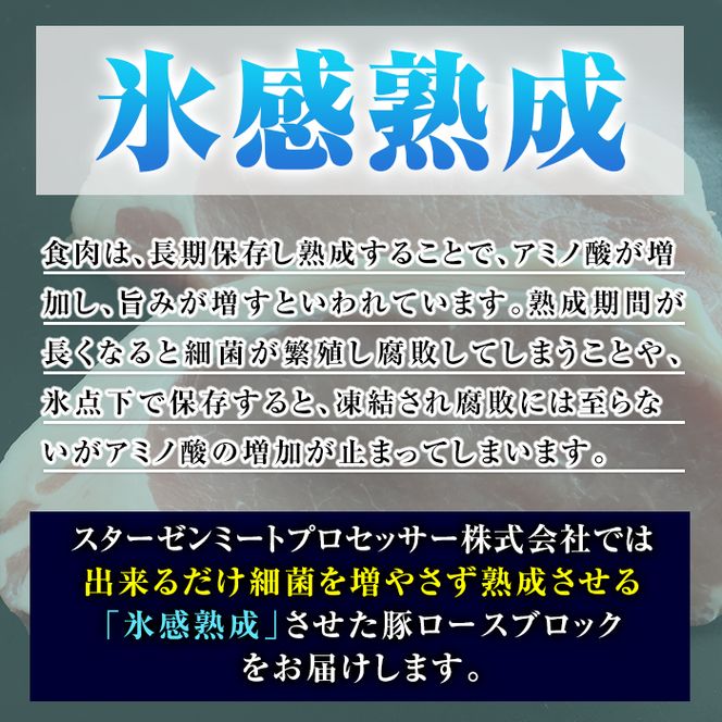 氷感熟成豚ロースブロック(1kg) 肉 豚 豚肉 ロース ブロック ブロック肉【スターゼン】akn031-07