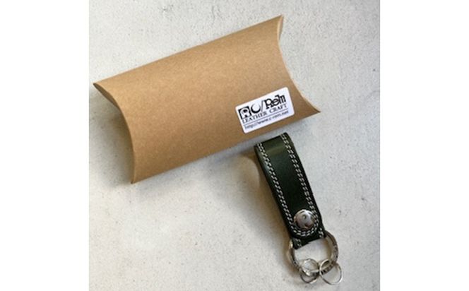 革小物 キーホルダー（グリーン）レザー製品 革製品 レザークラフト 革製品 革小物 キーホルダー 本革　LC00024
