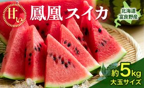 【2026年夏発送】ふらの山部の秀品スイカ『鳳凰スイカ』5kg以上 1玉(坂口農産) 北海道 富良野産 すいか 西瓜 夏 フルーツ 果物 くだもの 青果