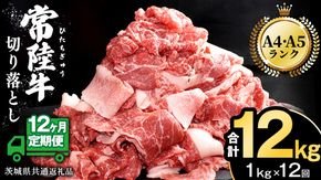 【 12ヶ月 定期便 】『 常陸牛 』 切り落とし 1kg ( 500g × 2パック ) 牛肉 国産 牛 肉 切り落とし肉 切落し 小分け お肉 A4 A5 ブランド牛 黒毛和牛 和牛 国産黒毛和牛 国産牛 すき焼き すきやき ( 茨城県共通返礼品 )