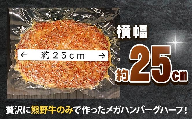 牛肉 熊野牛 MEGA バーグ ハーフ 650g × 2個 株式会社Meat Factory《30日以内に出荷予定(土日祝除く)》和歌山県 日高川町 熊野牛 牛 和牛 ハンバーグ 惣菜---wshg_fmfy40_30d_24_16000_1300g---