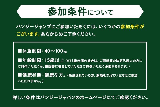 207.【高さ215ｍ】日本一のバンジージャンプ「岐阜バンジー」体験券　１名様分