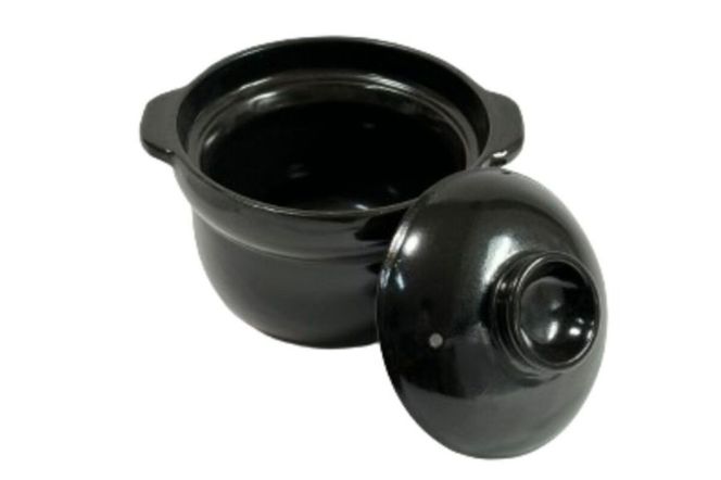 【萬古焼（ばんこやき）】2合厚釜土鍋　黒 内山製陶所 【土鍋 2合 セラミック 直火用 電子レンジ対応 お手入れ簡単 食洗器対応 三重県 三重 四日市市 四日市 四日市市ふるさと納税 四日市ふるさと納税】