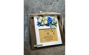 ブリザードフラワーのフォトフレーム（木製スタンドタイプ)【ブルー】 322032_GC003VC01