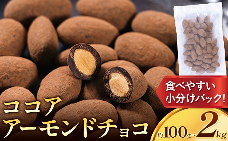 チョコ チョコレート ココア アーモンドチョコ 選べる 100g 500g 1kg 2kg[30日以内に出荷予定(土日祝除く)]和歌山県 日高川町 送料無料 スイーツ デザート お菓子 おやつ チョコ アーモンド アーモンドチョコ ココア---wfn_cwlocal_30d_26_5000_100g---