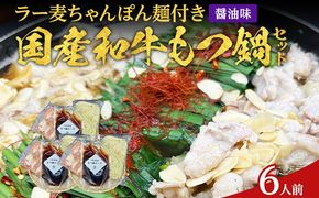 もつ鍋 化粧箱入り 素材にこだわりました 厳選 博多牛もつ鍋セット 6人前 醤油 醤油味 国産 牛小腸 もつ モツ 鍋 お土産 美味しい 福岡県 福岡 九州 グルメ お取り寄せ