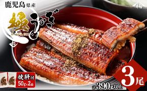 b0-040 楠田の極うなぎ蒲焼き 130g以上×3尾(計390g以上) 焼肝2袋付き
