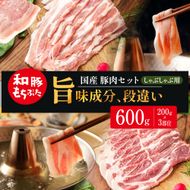 和豚もちぶた お試しセット しゃぶしゃぶ用 600g 200g×3部位 1～2人世帯向け 豚バラ 肩ロース モモ