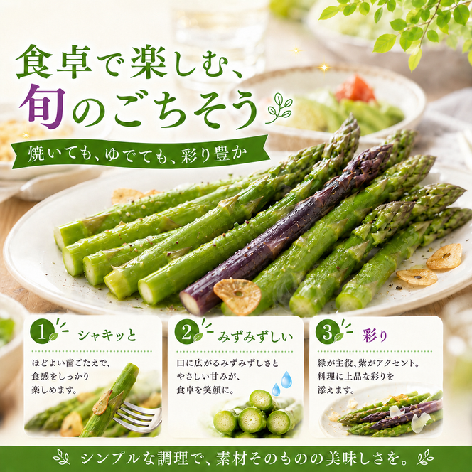 夏限定 ひとめぼれアスパラガス 3kg グリーン パープル ミックス 産地直送 農家直送 夏野菜 朝採れ 新鮮 旬 アスパラ シャキシャキ サラダ バーベキュー BBQ お弁当 肉巻き おすそ分け ファミリー 大容量 ギフト 送料無料
