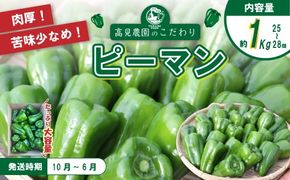 苦味が少なくておいしい！ 高見農園 のこだわり 新鮮 ピーマン 1kg 野菜 ベジタブル ぴーまん ハウス ハウスピーマン ハウス栽培 惣菜 国産 産地直送 旬 高知県 四万十 しまんと【発送時期：10月～6月】26-0036