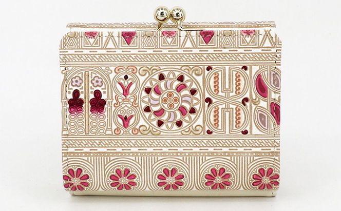 【文庫屋大関】三つ折りミニ財布　アポロン（ピンク）【皮革工芸品】 ファッション 小物 民芸品 お札 カード 小銭 手のひらサイズ コンパクト 大人かわいい 牛革 手作り 国産 