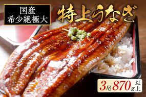 国産 希少 超極大 特上うなぎ(290g×3尾)【OT000OF30】