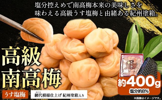 高級南高梅 うす塩 400g 網代模様仕上紀州塗箱入り 澤株式会社《90日以内に出荷予定(土日祝除く)》和歌山県 日高町 梅干し うす塩梅 紀州南高梅 紀州塗 送料無料---wsh_swa18_90d_25_14000_400g---