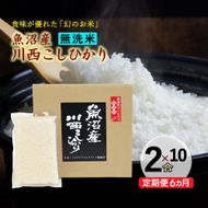 【定期便／全6回】無洗米 魚沼産こしひかり2合×10袋