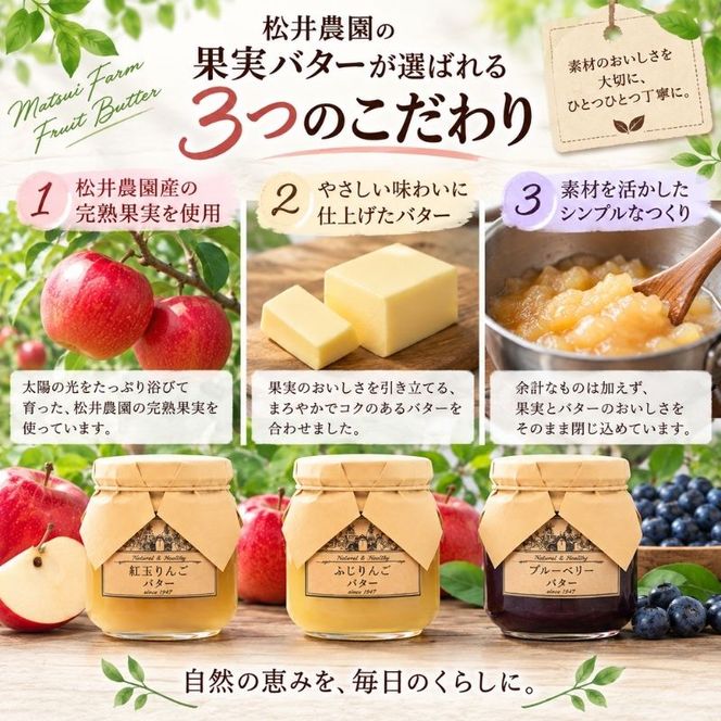 バター【バターセット】りんご リンゴ りんごバター 紅玉 ふじ ブルーベリー フルーツバター 完熟 アップル 果物 ペースト トッピング バタースプレッド トースト ヨーグルト 信州 長野