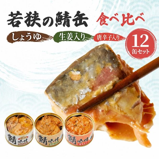 【ふるさと納税】サバ缶 食べ比べ 3種 12缶 若狭の鯖缶 さば缶 鯖缶 サバ 鯖 缶詰 常温保存 備蓄 おかず 惣菜 ごはんのお供 つまみ 酒のあて 福井 福井県　若狭町