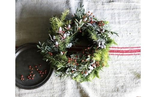 Xmas限定　クリスマスリース Φ30　　花　インテリア　クリスマス　リース　ドライフラワー　おしゃれ　玄関飾り　壁飾り　植物　暮らし　冬　季節限定　きれい　綺麗　季節 ※2025年11月下旬頃より順次発送予定
