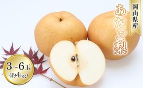梨 2026年 先行予約 あたご梨 約4kg 3～6玉入り  なし ナシ  岡山県産 国産 フルーツ 果物 ギフト 和梨 デザート 食後 日本一の大きさ 大玉 シャリシャリ