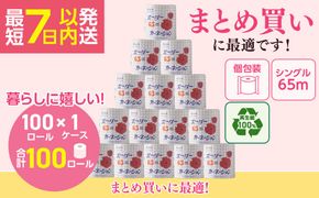 トイレットペーパー SEカーネーション 65m 100個 (1ケース)｜日用品 業務用 生活 必需品 エコ eco 高評価 たっぷり まとめ買い 長持ち ストック 備蓄 保存 災害 防災 備蓄用 トイペ 消耗品 常備 やさしい ソフト 再生紙
