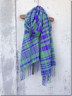 ito to iro 手染め・手織り仕上「ストール」メリノウール100%ライトグリーン×パープル 【3】 ファッション小物 