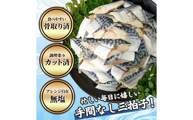 ＜期間限定！塩サバフィーレ付き＞＜訳あり＞骨取り無塩 さば切身(72切れ) 小分け 切り身 鯖 さば 骨なし 骨取り済 カット済 簡単 フライ 魚 海鮮 冷凍 お弁当 おかず 【AW-51】【丸正水産】