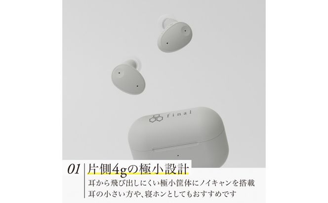 ANC完全ワイヤレスイヤホン final ZE300 GREIGE / ZE3000 小型モデル /ノイズキャンセリング/ノイキャン/外音取り込み/マイク付き 141305_DC56VC02