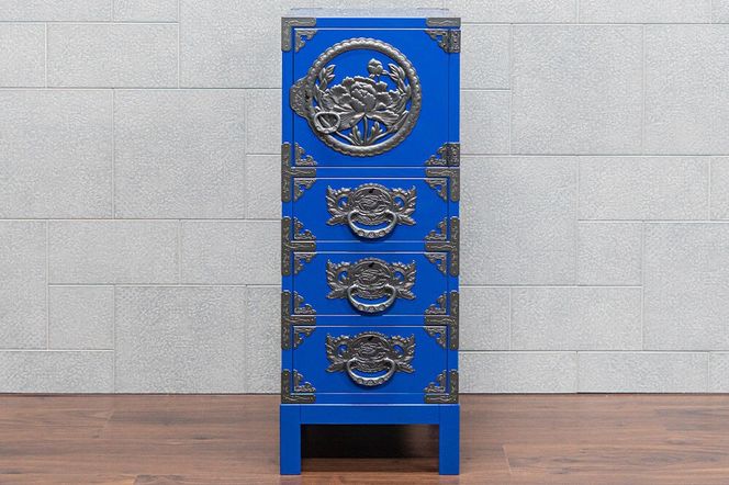 仙台箪笥 35巾脚付すきまチェスト 藍色漆塗り KB-120BD（お申込書返送後3ヵ月～8ヵ月程度でお届け）|06_kyk-720601