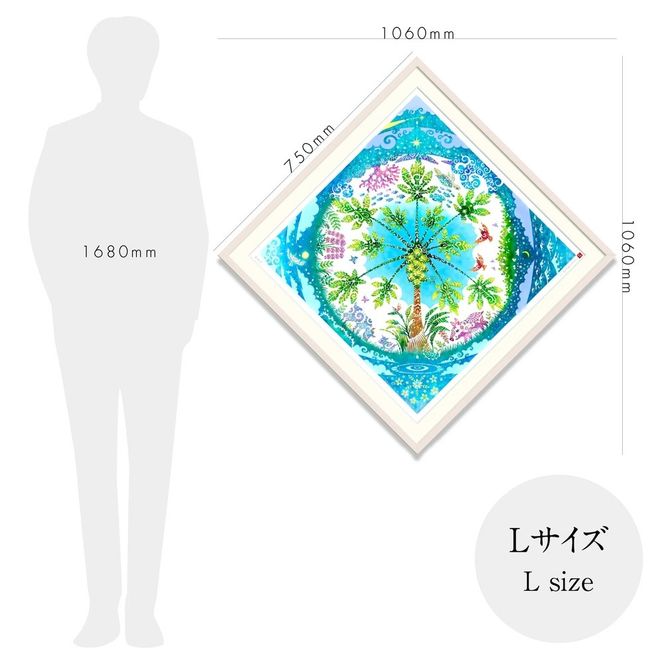 ［琉球イラストレーション］ 与儀勝之 『パパイヤの園 / The Garden of Papaya』 額装Lサイズ インテリア 雑貨 アート おしゃれ おすすめ 沖縄市 / yogima office[BCAI005]