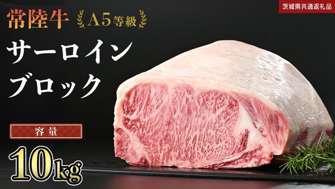 【 常陸牛 】 A5等級 サーロイン ブロック 選べる容量 10kg (茨城県共通返礼品) 国産 ステーキ 焼き肉 ブロック肉 牛肉 やきにく ヒタチギュウ ひたちぎゅう ブランド牛肉 ブランド牛 国産牛 黒毛和牛 和牛 国産黒毛和牛 お肉 A5ランク [BX125-NT]
