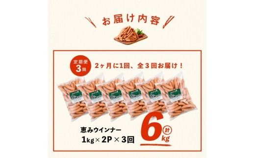 【定期便全3回】2ヶ月に1回お届け！訳あり・業務用！恵みウインナー計6kg t0033-007
