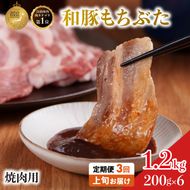 【定期便3回】焼肉用 豚バラ 和豚 もちぶた 200g×6 (1.2kg) 豚肉