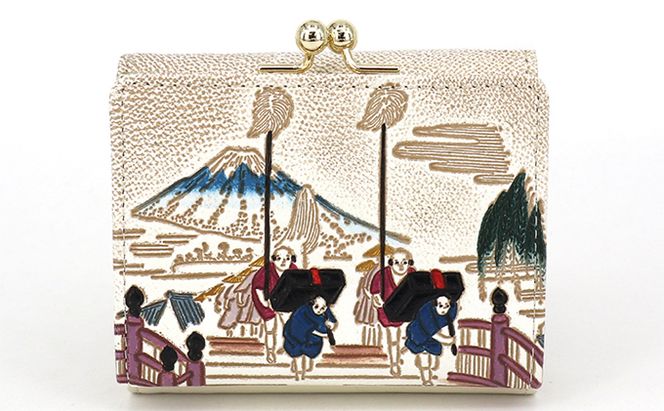 【文庫屋大関】三つ折りミニ財布　日本橋【皮革工芸品】 ファッション 小物 民芸品 お札 カード 小銭 手のひらサイズ コンパクト 大人かわいい 牛革 手作り 国産 