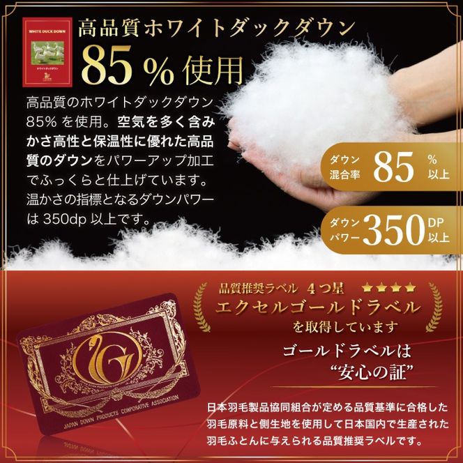 【冬用】洗える 羽毛布団 本掛け ダブル ホワイトダックダウン 85％ 1.6kg（無地 ブラウン）[川村羽毛 山梨県 韮崎市 20742903] 布団 日本製 エクセルゴールドラベル 抗菌 防臭 羽毛 ふとん フトン 寝具 日用品 本掛け コインランドリー 増量