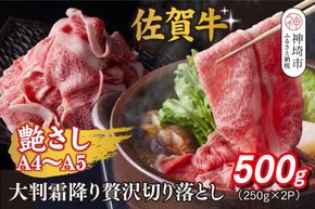 艶さし!【A4～A5】佐賀牛大判霜降り贅沢切り落とし 500g(250g×2P)【佐賀牛 切り落とし 霜降り 肩ロース 大判 一枚肉 薄切り 250g 小分け】(H112340)