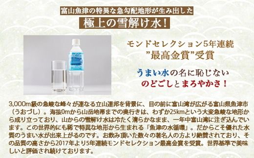 うおづのうまい水 500ml 24本入り｜ミネラルウォーター 水 ペットボトル 飲料 ※北海道・沖縄・離島への配送不可