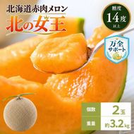 〈先行受付〉【2027年夏発送】北海道 赤肉メロン 北の女王 秀品 約1.6kg×2玉 計約3.2kg 令和9年 メロン 果物 フルーツ 旬 季節 希少 貴重 甘い 豊潤 国産 デザート ご褒美 産地直送 ギフト お祝い 贈答品 贈り物 常温