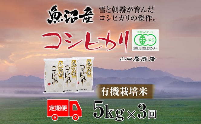 定期便 全3回 有機栽培米 魚沼産コシヒカリ 5kg お米 コメ 