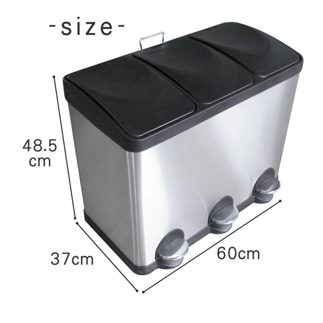 ゴミ箱 45リットル 15L×3 分別 ペダル ステンレス 蓋付き ペダル開閉式 ダストボックス 45L 3分別 四角 シルバー キッチン リビング 一人暮らし シンプル おしゃれ 分別用ゴミ箱 SunRuck SR-MHS292