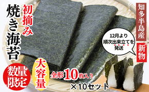 新海苔 先行予約 岬だよりの＜知多半島産＞焼き海苔 100枚(10枚入り×10セット)