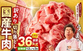 mrzZ005 【氷温熟成×極味付け】国産 牛肉 切り落とし 定期便 1.2kg×全3回 総量 3.6kg 丸善味わい加工【毎月配送コース】
