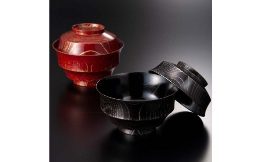 山中塗　嘉匠菴　欅4.3駒形煮物椀　黒摺　プラチナ　 復興　震災　コロナ【能登半島地震復興支援】 北陸新幹線 F6P-0178